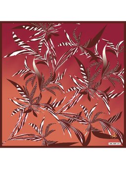 Desenli Black Seri Twill Askısı İle Birlikte 90x90 Cm Nar Çiçeği Eşarp