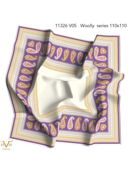 Desenli Italian Cashmere Seri Askısı İle Birlikte Mor Eşarp