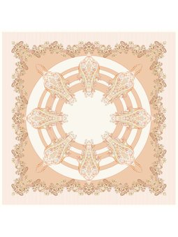 Desenli İtalyan Şifon Askısı İle Birlikte 110x110 Cm Somon Eşarp