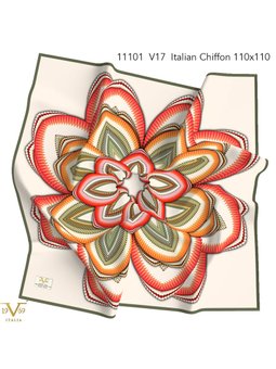 Desenli İtalyan Şifon Seri Askısı İle Birlikte 110x110 Cm Turuncu Eşarp