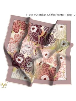 Desenli Kışlık İtalyan Şifon Askısı İle Birlikte 110x110 Cm Gül Eşarp Kurusu