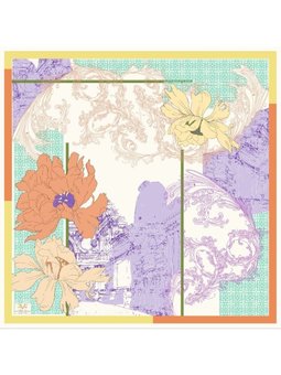 Desenli Kışlık İtalyan Şifon Askısı İle Birlikte 110x110 Cm Sarı Eşarp