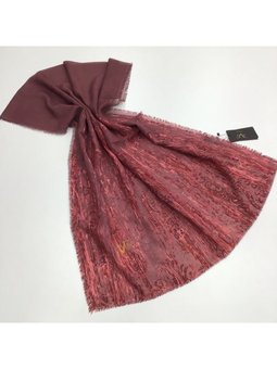 Eskitme Desen Haiti Seri Askısı İle Birlikte 90x200 Cm Bordo Şal