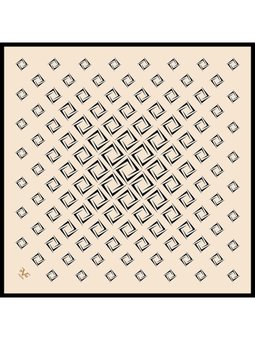 Geometrik Desen Black Seri Twill Askısı İle Birlikte 90x90 Cm Krem Eşarp Siyah