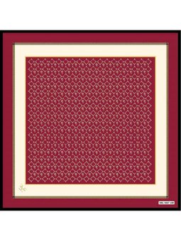 Geometrik Desen Black Seri Twill Askısı İle Birlikte 90x90 Cm Vişne Eşarp