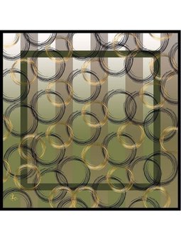 Geometrik Desen Black Seri Twill Askısı İle Birlikte 90x90 Cm Yeşil Eşarp