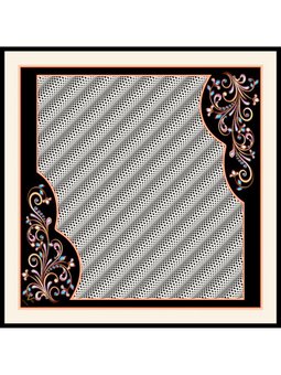 Geometrik Desen Black Seri Twill Eşarp Askısı İle Birlikte 90x90 Cm Siyah Beyaz