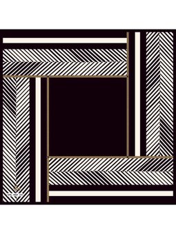 Geometrik Desen Black Seri Twill Eşarp Askısı İle Birlikte 90x90 Cm Siyah Beyaz