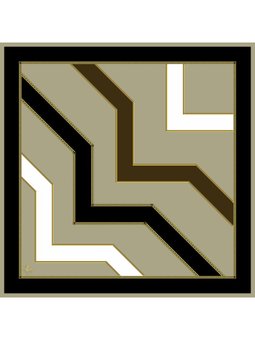 Geometrik Desen Gold Seri Twill Askısı İle Birlikte 90x90 Cm Siyah Açık Vizon Eşarp Beyaz