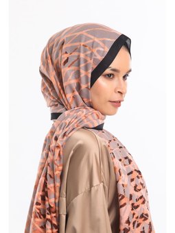 Geometrik Desen Pavia Seri Askısı İle Birlikte 75x200 Cm Vizon Krem Şal Kahve