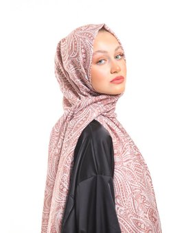 Geometrik Desen Pavia Seri Askısı İle Birlikte 90x200 Cm Nude Şal Krem