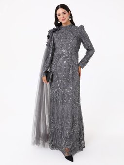 Gri Abiye Elbise