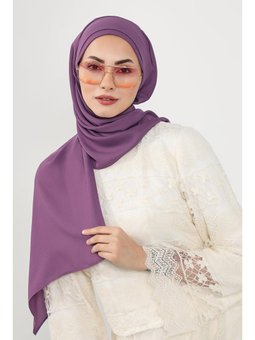 Önü Pileli Tasarım Krep Pratik Mor Şal,ps