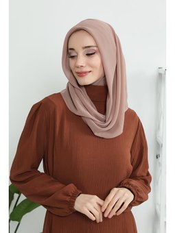 Penye İç Boneli Şifon Koyu Vizon Şal,ps