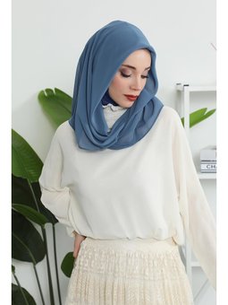 Penye İç Boneli Şifon Şal,ps İndigo