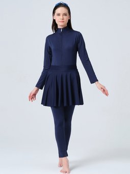 Lacivert Kloş Etek Mayo