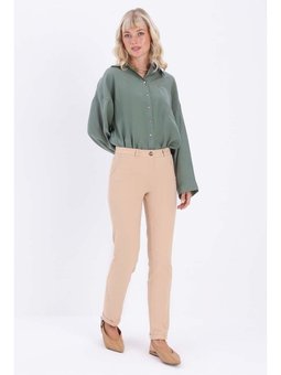 Pamuklu Duble Paça Dar Kesim Pantolon Bisküvi