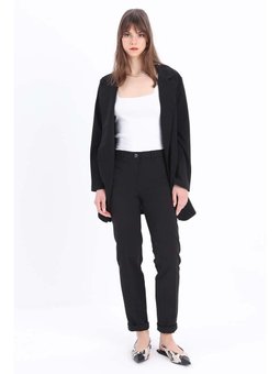 Pamuklu Duble Paça Dar Kesim Pantolon Siyah