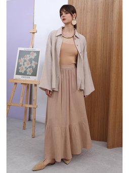 Pamuklu Kloş Etek Bej