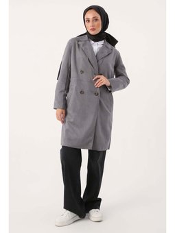 Süet Kruvaze Blazer Ceket Gri