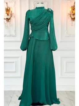 Gaye Zümrüt Yeşili Abiye Elbise