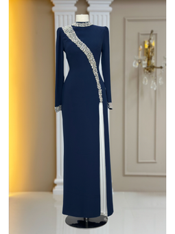 İnci Lacivert Abiye Elbise