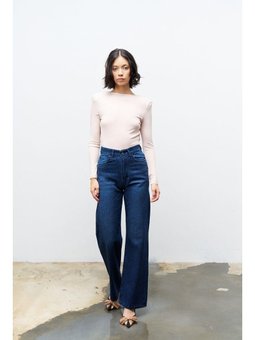 Cotton Önü Taşlı Straight Fit Denim Açık Mavi Pantolon