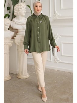 Broşlu Gömlek Haki