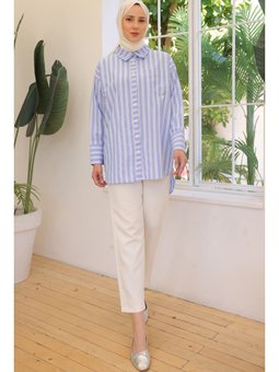 Çizgili Gömlek Mavi