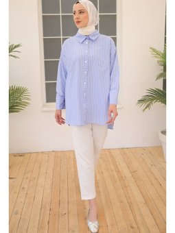 Çizgili Gömlek Mavi