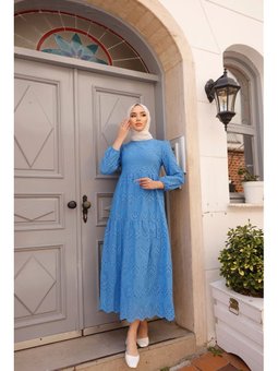 Dantelli İndigo Elbise