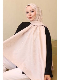 Desenli Jakarlı Bej Şal