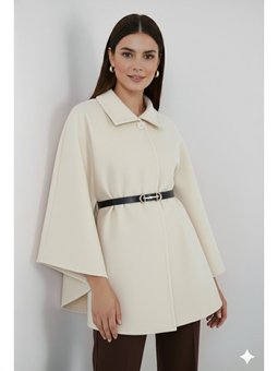 Kemerli Kaşe Ekru Panço