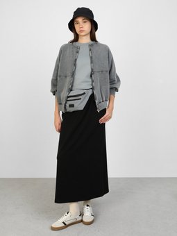 Beli Lastikli Bağlama Detaylı Uzun Siyah Etek