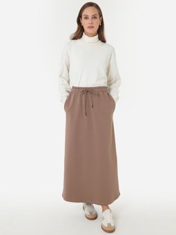 Beli Lastikli Örme Vizon Etek