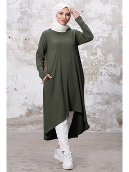 Asimetrik Kesim Haki Tunik