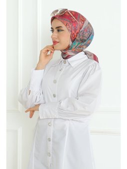 Mersa Desenli Soft Bordo Eşarp