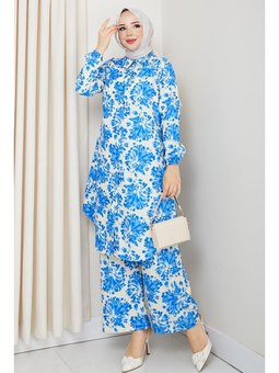 Telya Dokuma Viskon İkili Mavi Takım