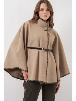 Dikiş Detaylı Kaşe A.bej Panço