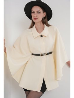 Kemerli Kaşe Ekru Panço