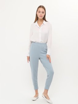 Step Paçası Manşetli Beli Lastikli Buz Mavisi Pantolon