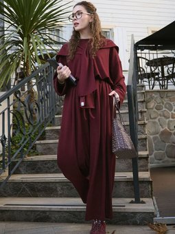 Bağlamalı Detaylı Pantolon Bordo Takım