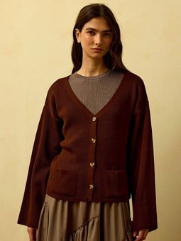 İspanyol Kol Triko Acı Kahve Hırka