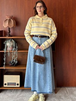 Mavisi Kot Kloş Buz Mavi Etek