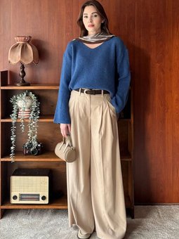 Pile Detay Palazzo Vizon Pantolon