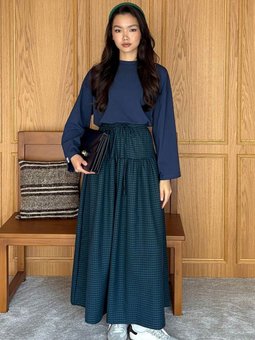 Pötikare Fırfır Detay Poliviskon Zümrüt Yeşili Etek