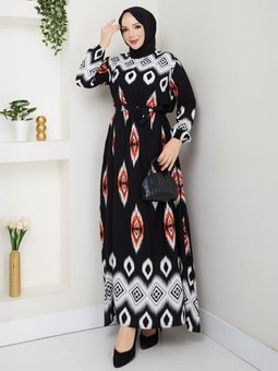 Turuncu Elbise Siyah