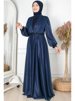 Eda Abiye Elbise Lacivert