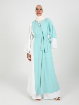 Önü Açık Garnili Mint Yeşili Ferace