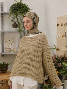 Aura Desen Sütlü Kahve Şal